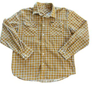 Brixton Bowery Flannel XL Mustard Yellow & White Plaid Standard Fit